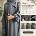 Solid Color Elegant Open Abaya with Pockets | 3-Piece Set (MOA092)